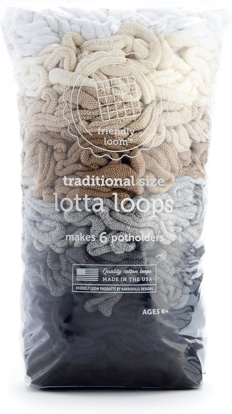 friendly loom Quality Cotton Weaving Loops in Neutral Colors – 7” Traditional Size | Weave 6 Functional Potholders | Made in The USA - Image 1
